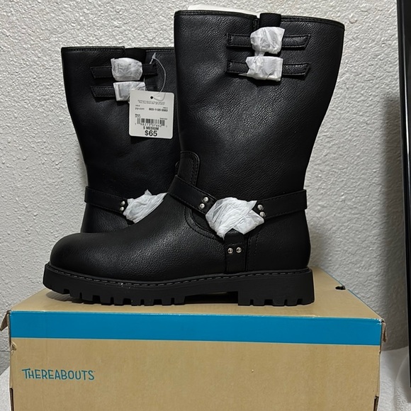 Thereabouts Big Girls Dakota Flat Heel Motorcycle Boots - Picture 1 of 5